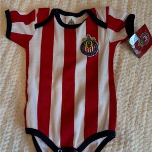 Chivas Infant Red & White Striped One-Piece Bodysuit